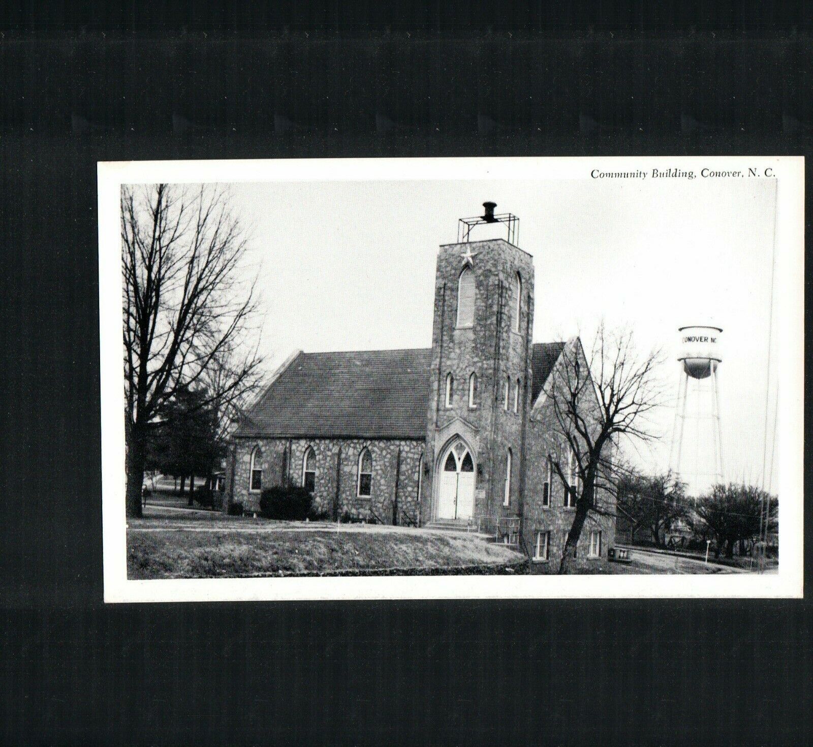 CONOVER, NC * CONOVER COMMUNITY BUILDING & WATER TOWER *  UNPOSTED LITHOGRAPH