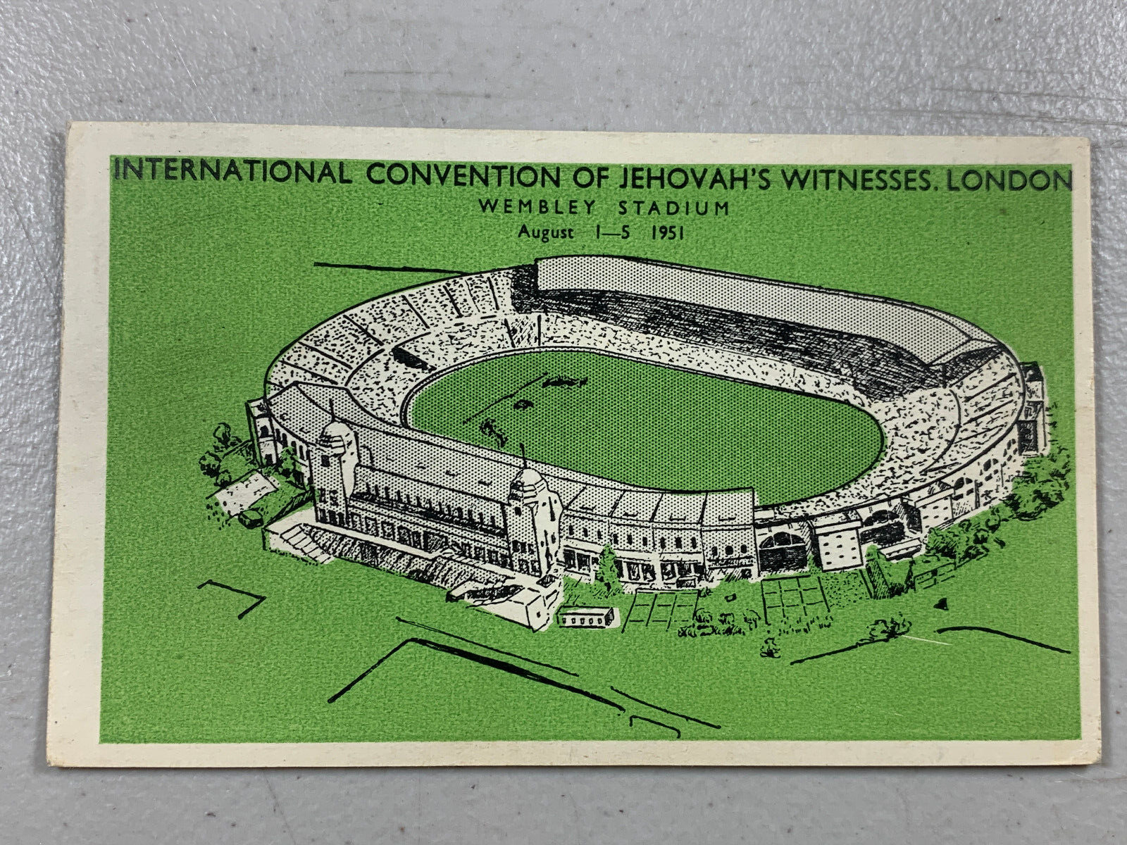 Original 1951 London UK Intl Assembly Convention Postcard Watchtower Jehovah