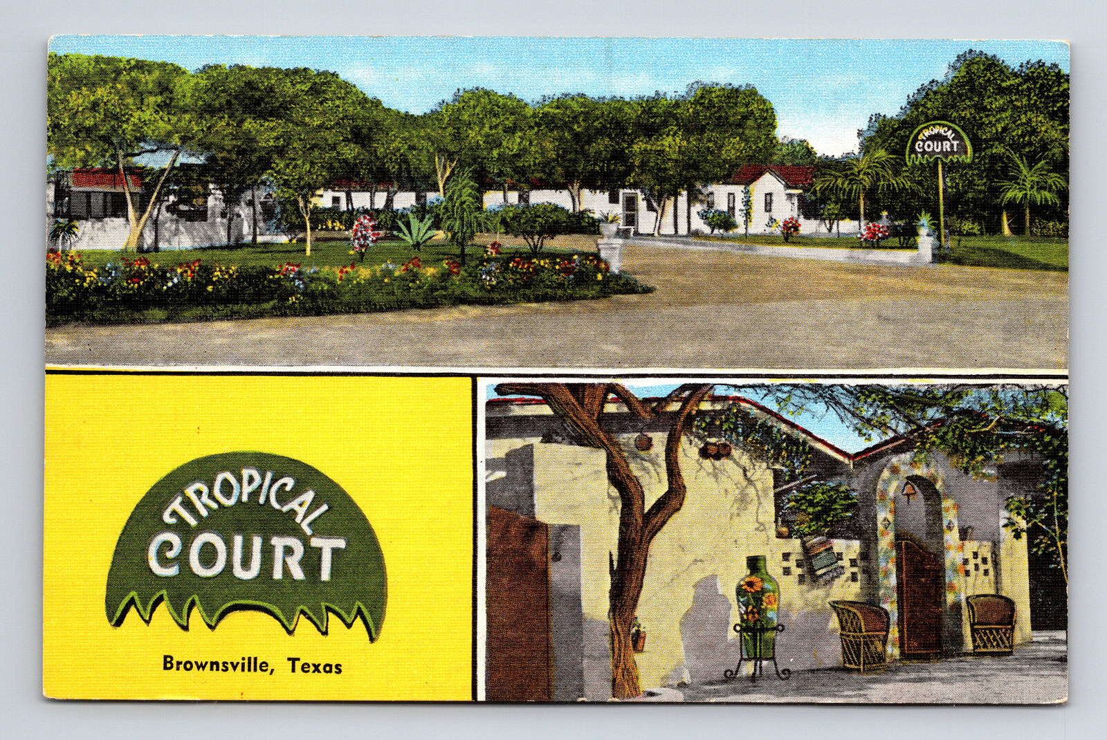 Tropical Court Motel Brownsville Texas TX Roadside America Postcard