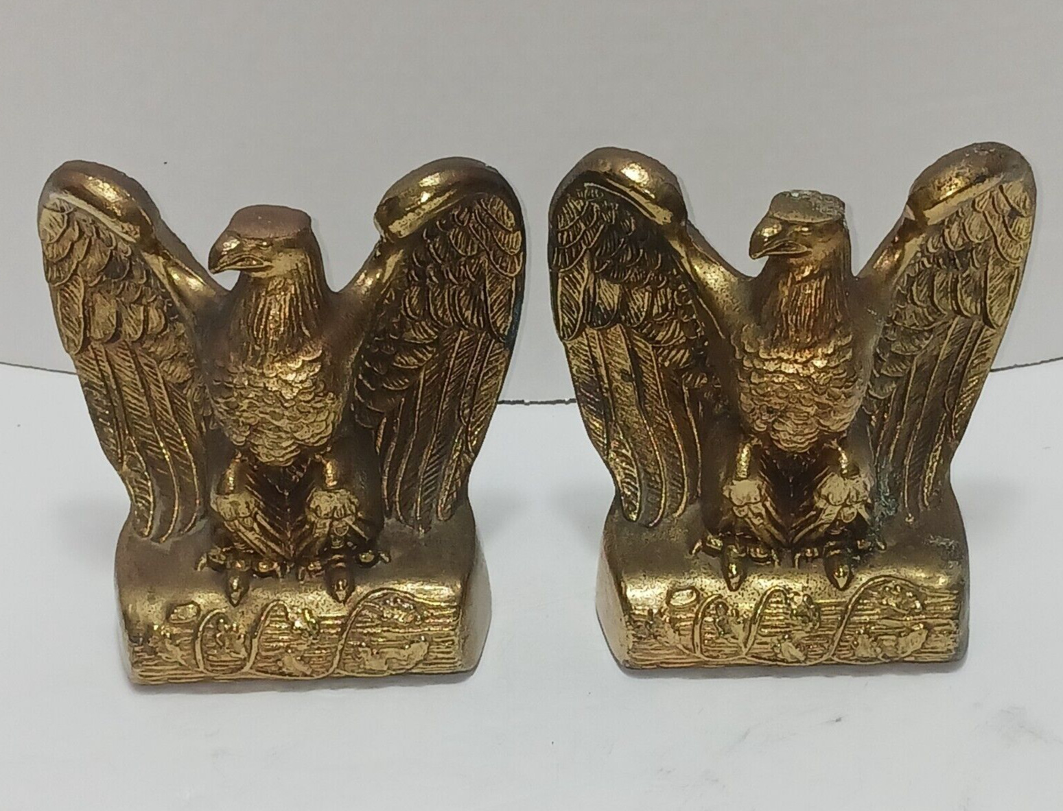 VTG Gold American Eagle Bookends Mid-Century MCM, brass color?