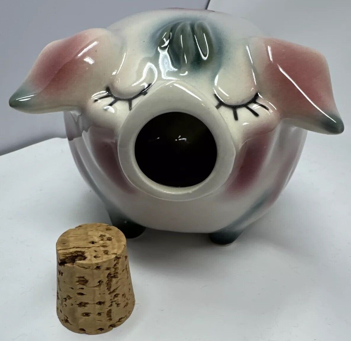 Vintage 1957 Hull Pottery Corky Pig Bank W/ Replacement Cork