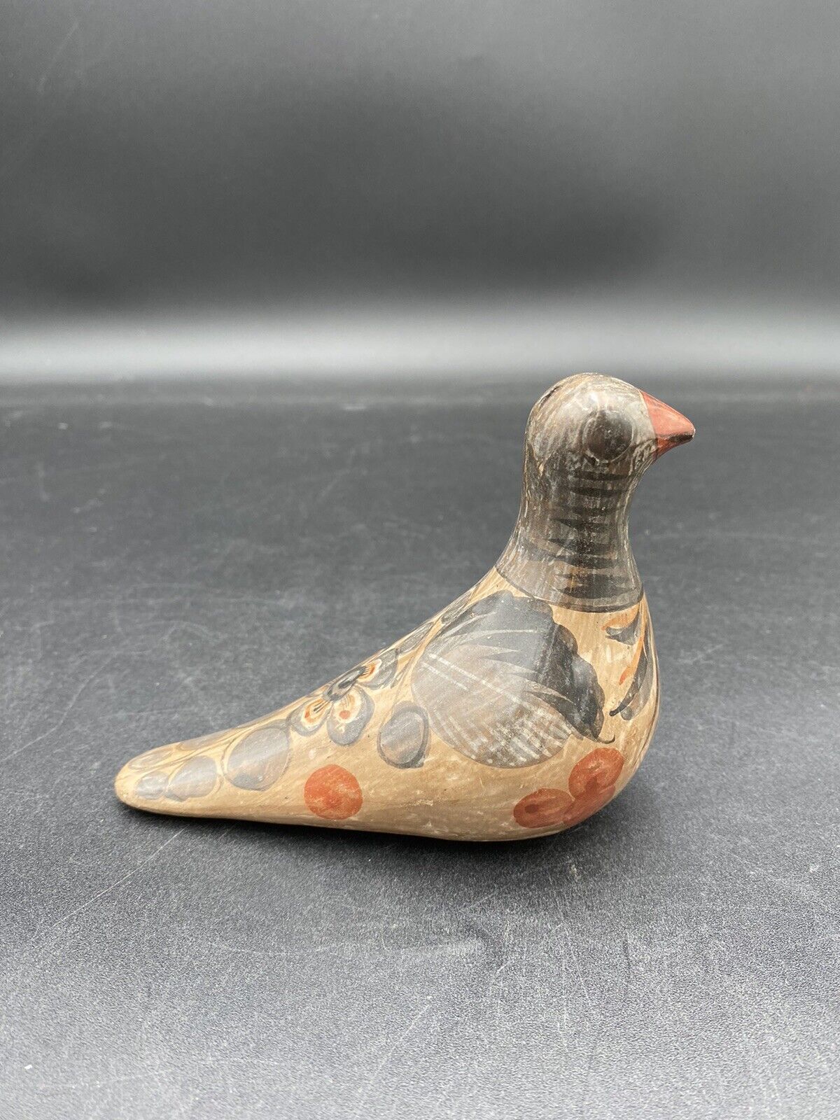 Vintage Mexican Tonala Hand-Painted Dove/Bird, Art Pottery, Earth Tones