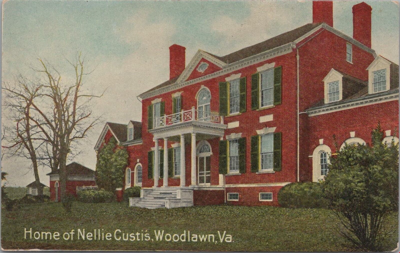 Postcard Home Nellie Custis Woodlawn VA Virginia 