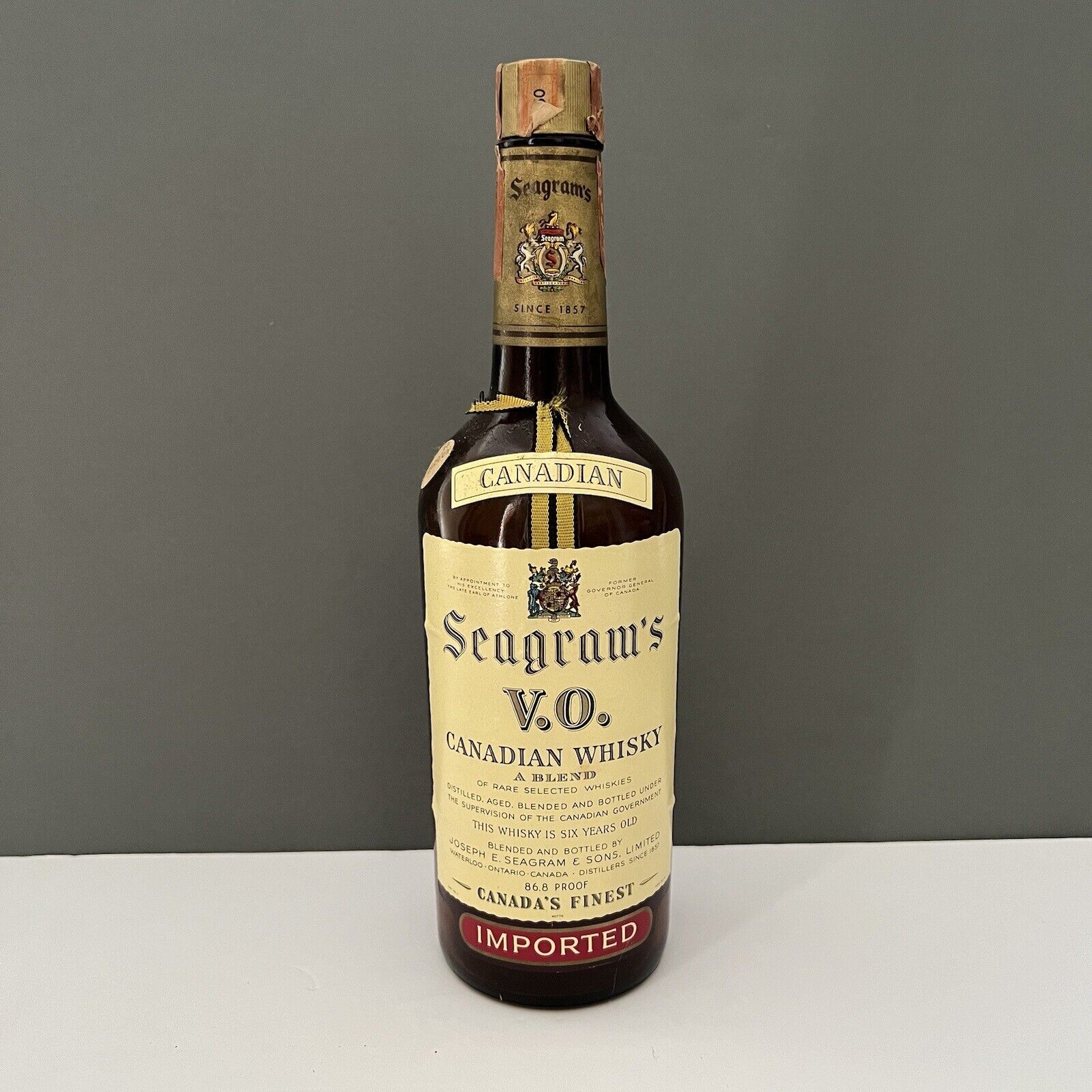 Seagram\'S V.O. Canadian Whisky Bottle Brown Glass Empty 750 ml