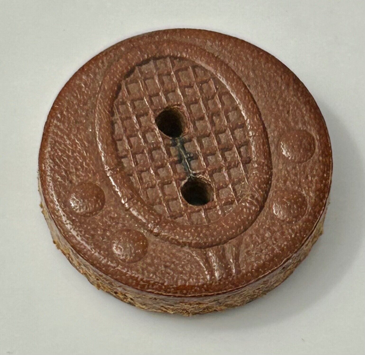 SALE Rare Vintage Leather Tennis Racket Button #5129