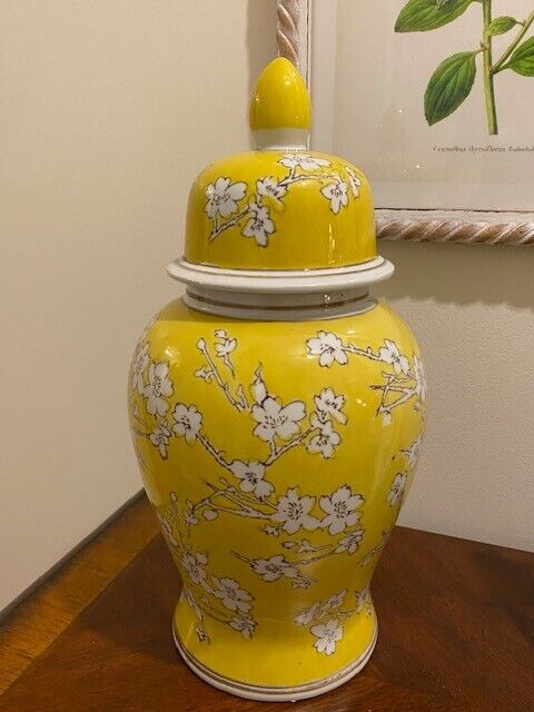 Ceramic Japanese Style Large Ginger Jar Yellow