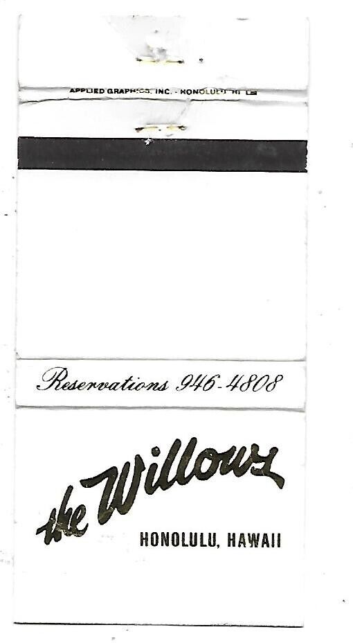 The Willows-Honolulu, Hawaii  Vintage Matchbook Cover