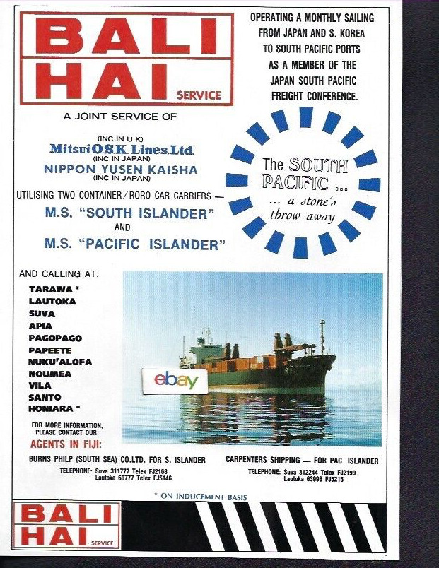 BALI HAI CONTAINERSHIPS & MITSUI OSK-NIPPON YUSEN FREIGHT LINES SOTH PACIFIC AD
