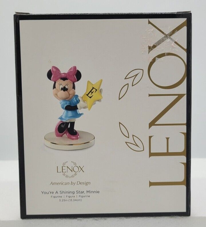New LENOX DISNEY Minnie Mouse You\'re A Shining Star Letter E Monogram Figurine