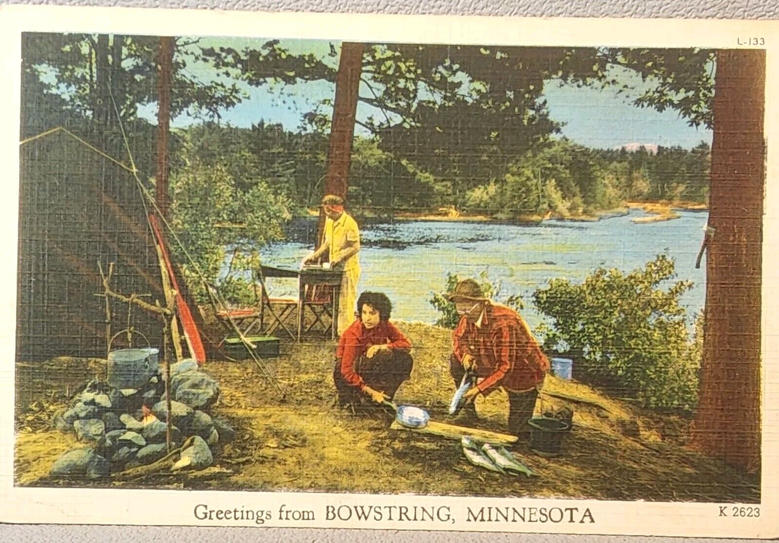 1952 Linen Picture Postcard ~ Greetings From Bowstring, Minnesota ~ #-4885