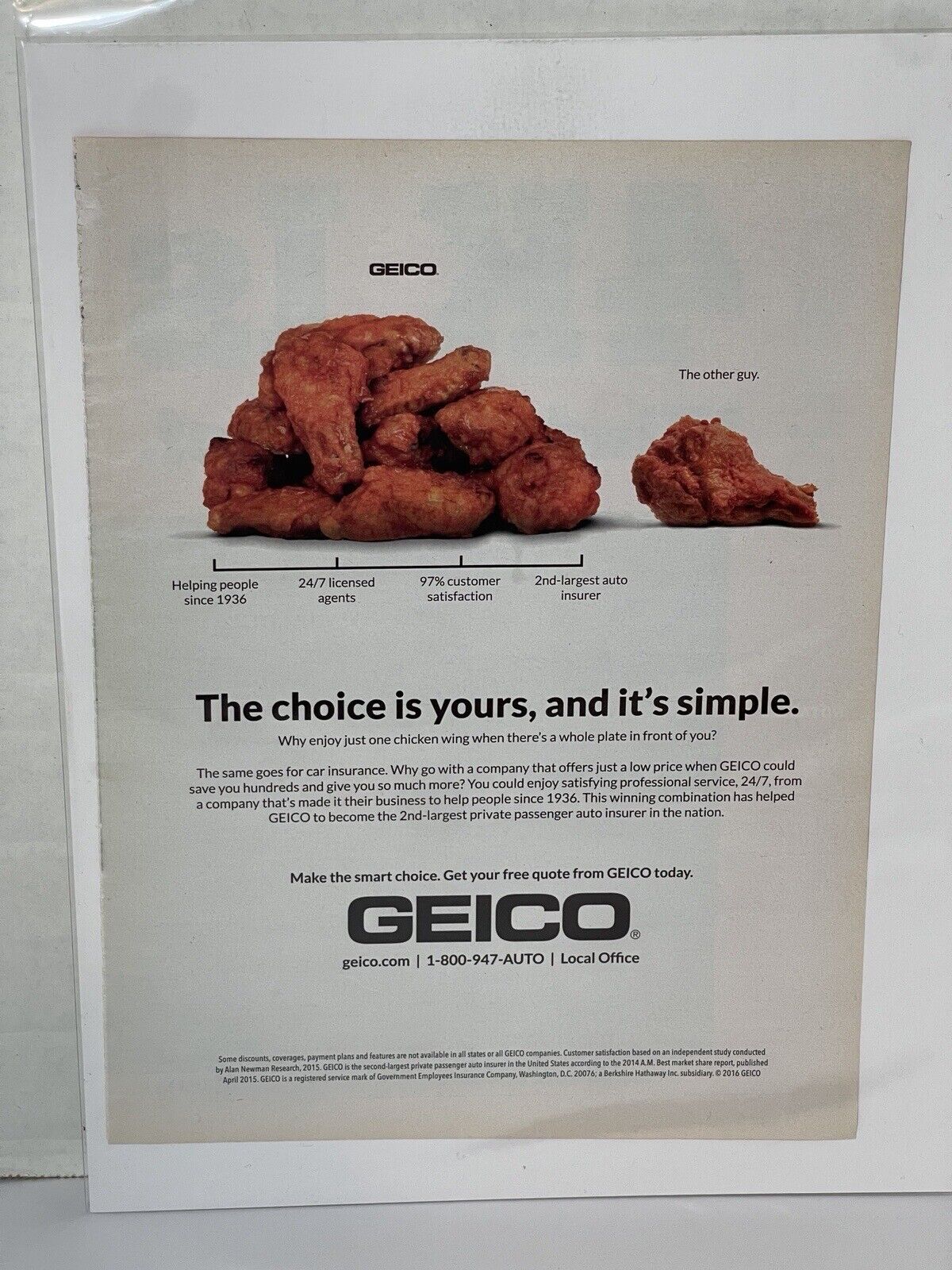 2016 Magazine Advertisement Page Geico Insurance Print Ad