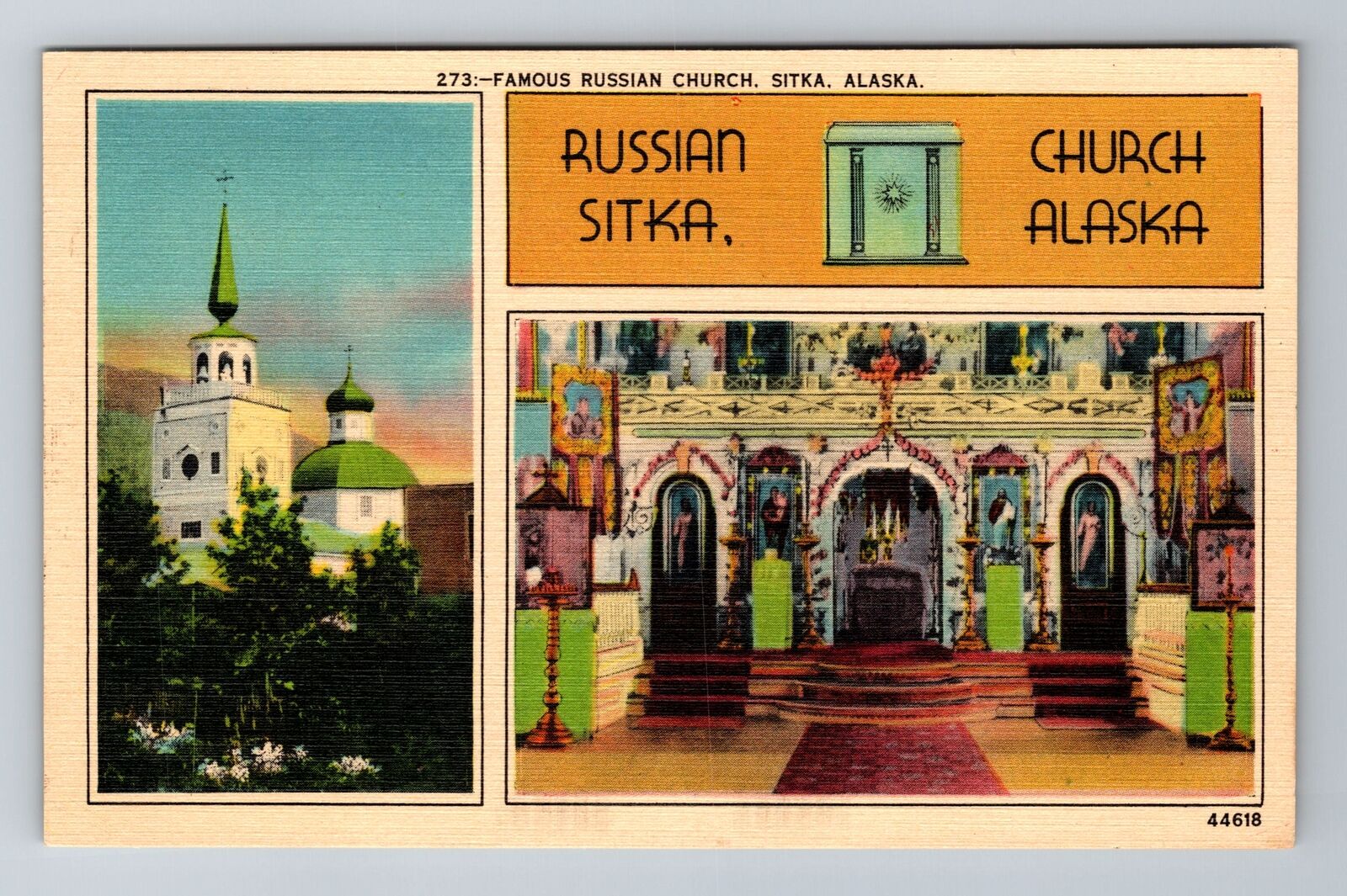 Sitka, AK-Alaska, Russian Church Antique, Vintage Souvenir Postcard