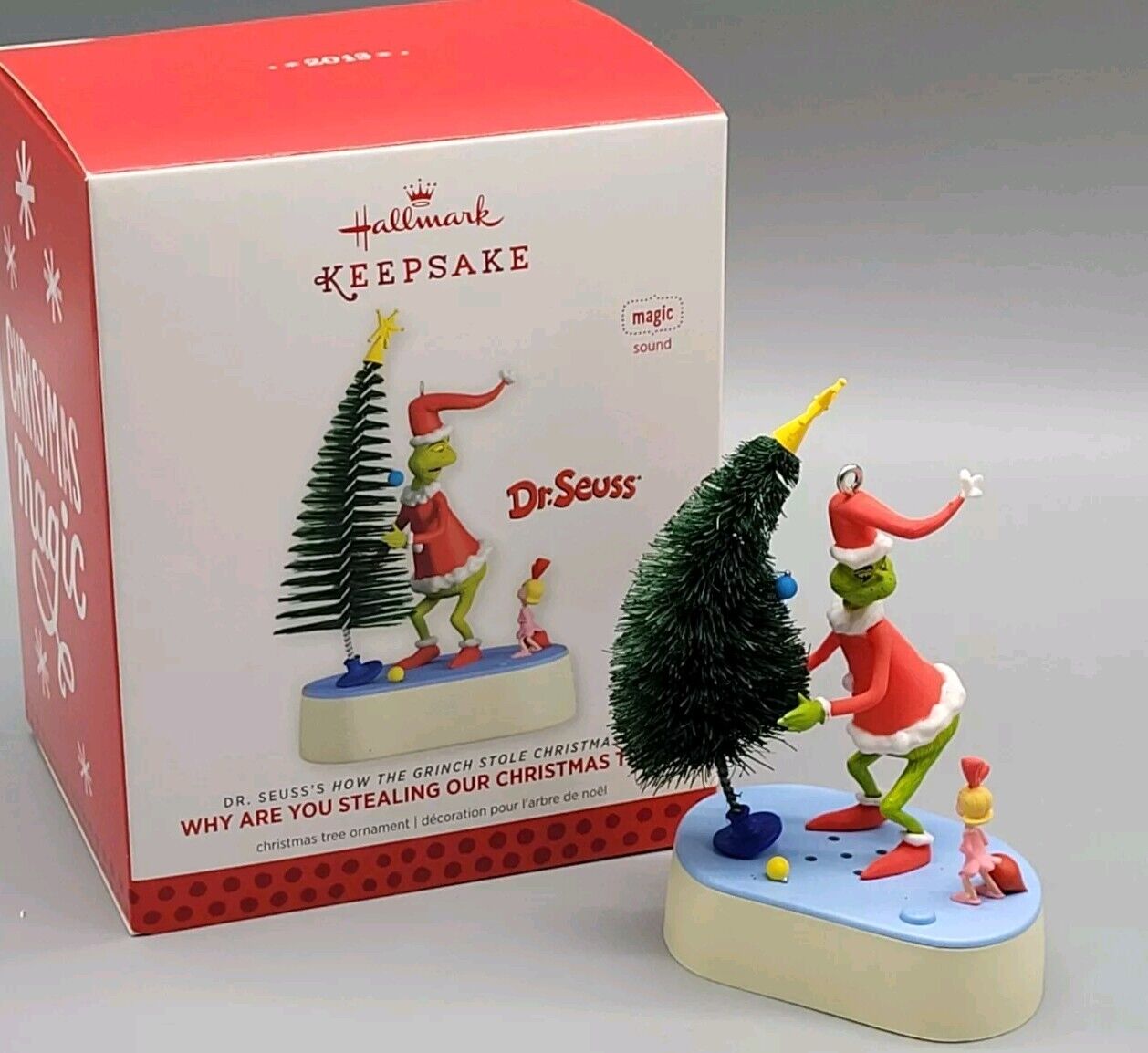 2013 GRINCH Why Are you Stealing Our Tree Hallmark Keepsake Ornament Magic Sound