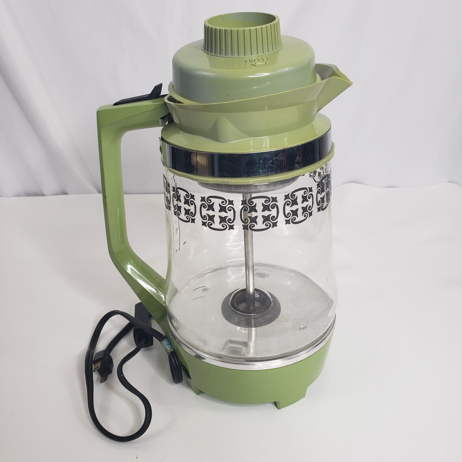 Vintage Mary Proctor Silex Avocado Green Glass Percolator Coffee Maker