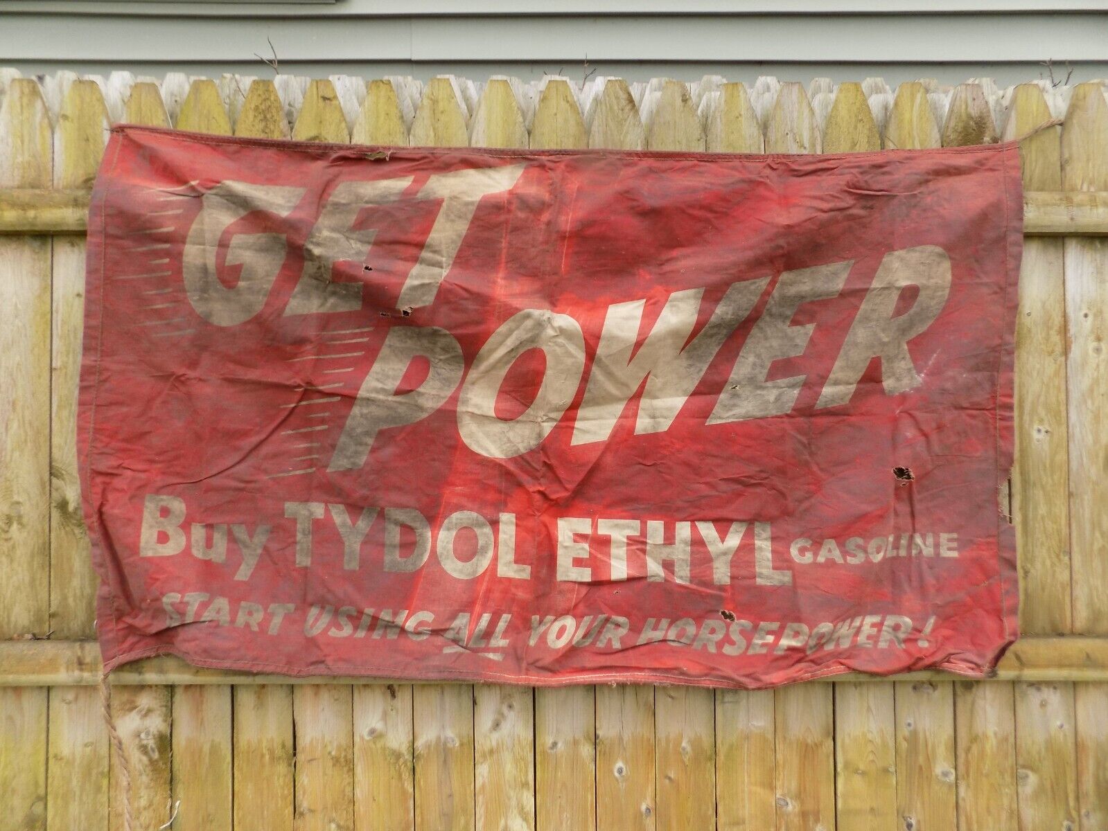 Vintage Tydol Get Power Buy Tydol Ethyl Gasoline Cloth Banner