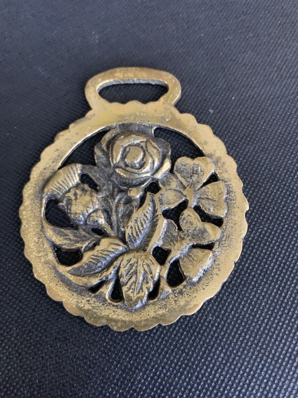 Antique brass reins decoration Medallion Flower #58