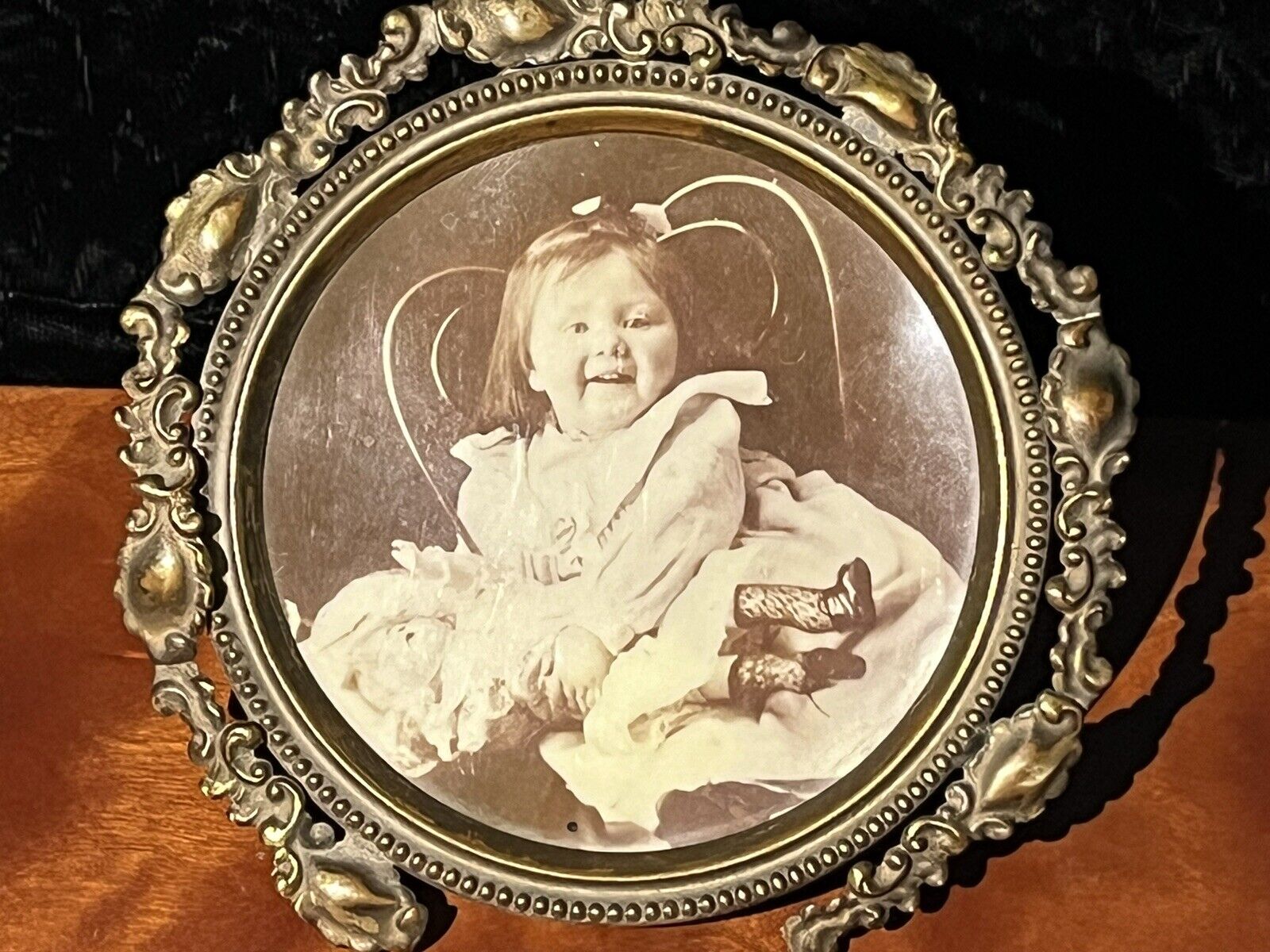 Antique Victorian Brass Ornamental Frame ‘Edith McCoy, IOWA 1904’ no glass