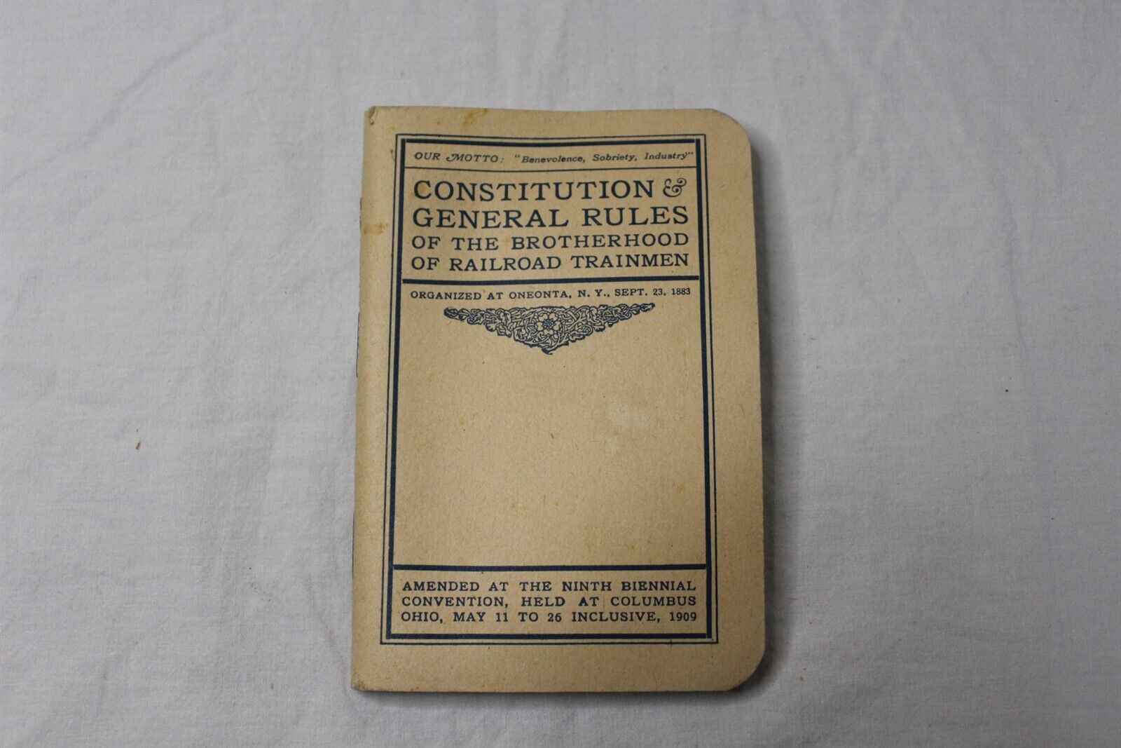  Ca. 1909 Constitution & Rules Of The Brotherhood Of Railroad Trainmen Antique