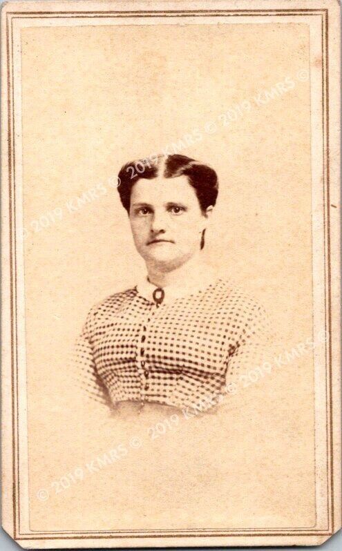CDV Picture Sad Lady Right Facing J.M. Le Clear Lockport, NY with 2 Cent Stamp