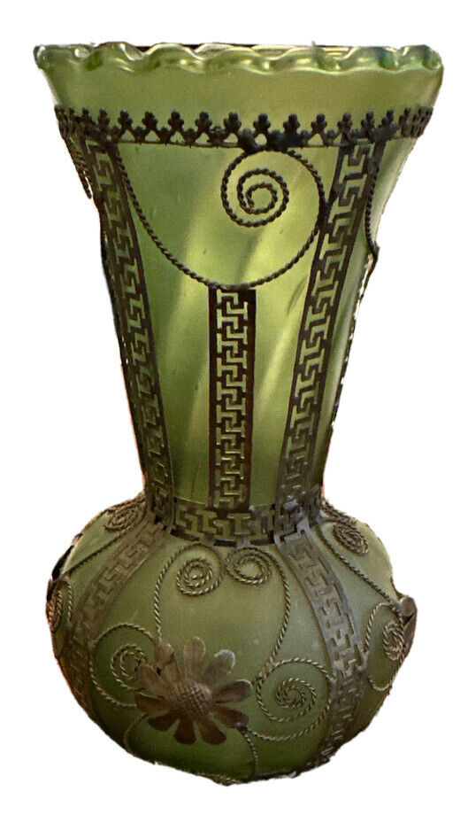 Antique Glass Blown Green Vase