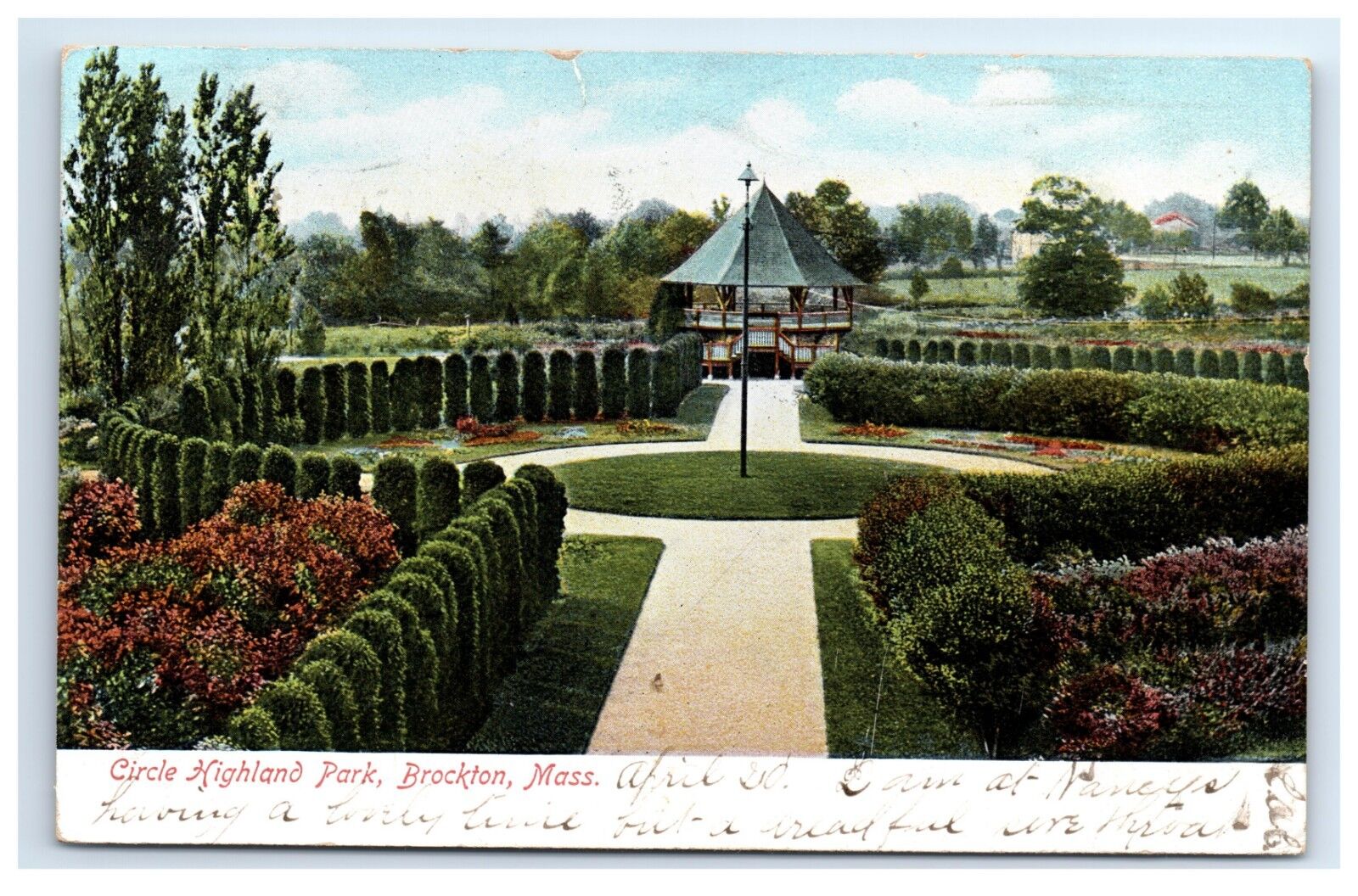 Postcard Circle Highland Park, Brockton, MA 1906 D13