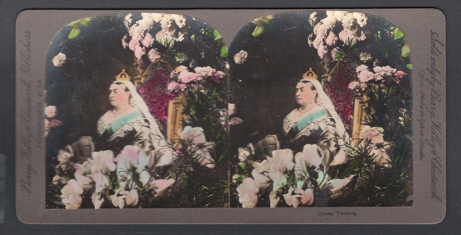 USA / GB Queen Victoria Stereoview Photo, Hand Colored, c1900-05