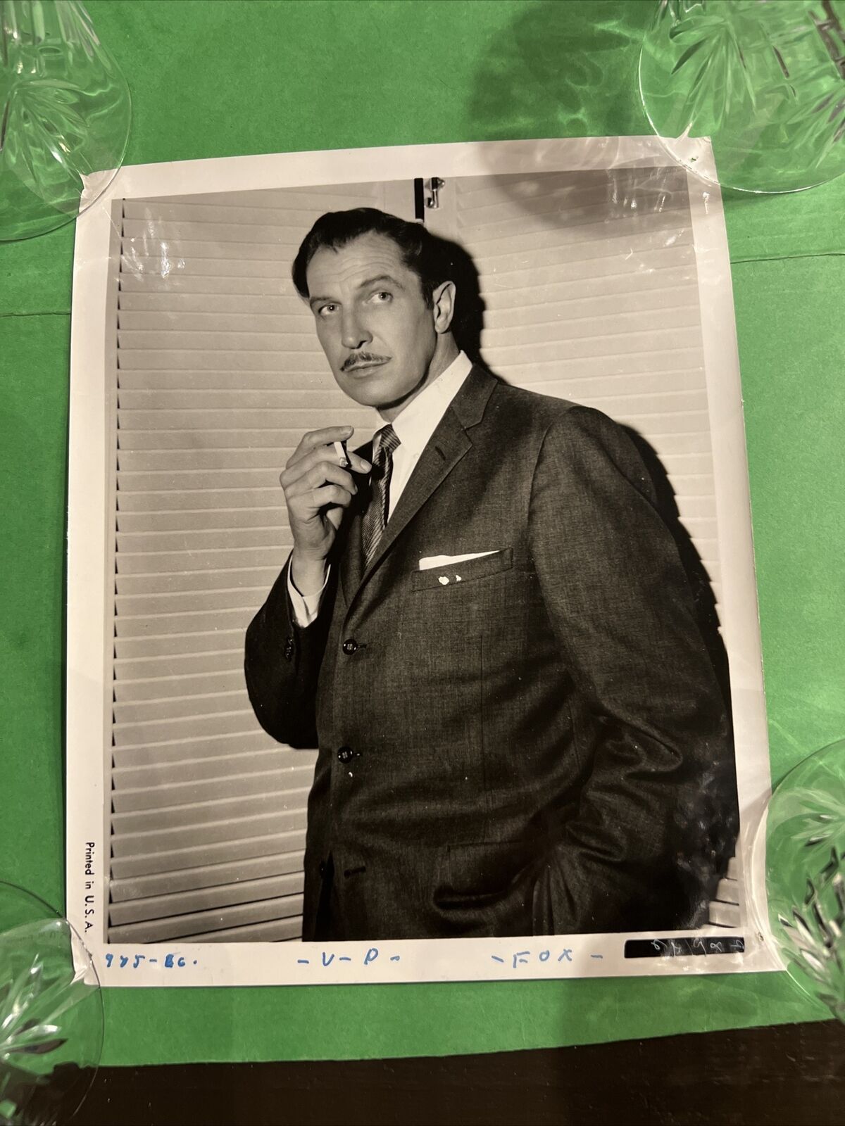 Vincent Price  10 x 8 inch old photograph / print hung outside a Swedish cinema