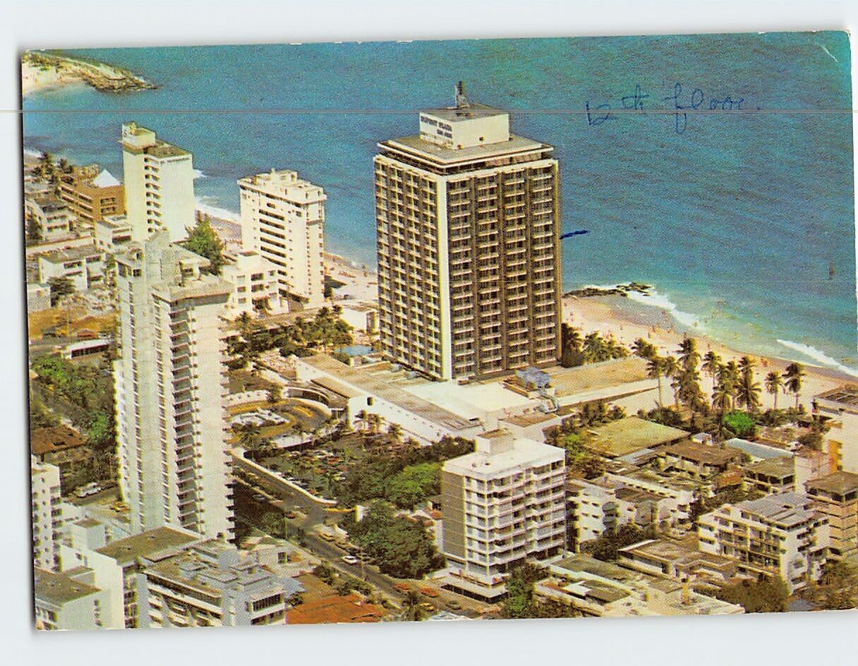 Postcard Aerial view of Dupont Plaza Hotel El Condado Puerto Rico USA