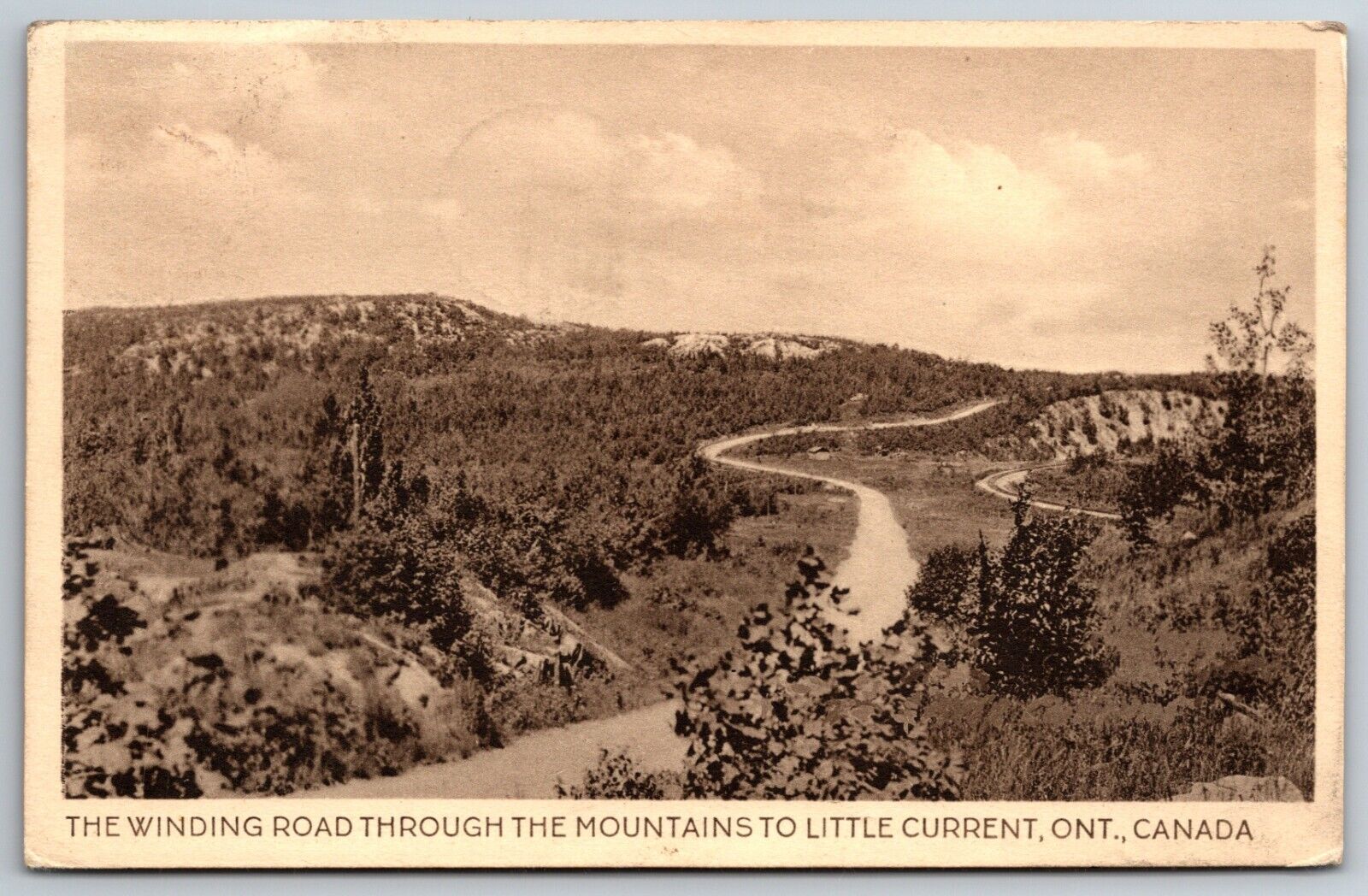 Winding Road Through the Mountains Little Current Ontario Canada 1940 Postcard