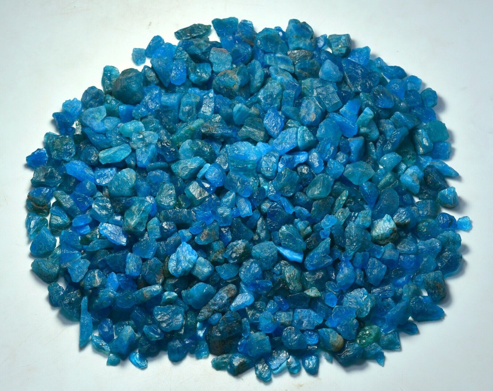 500 GM Transparent Natural Rare Electric Neon Blue High Quality APATITE Crystals