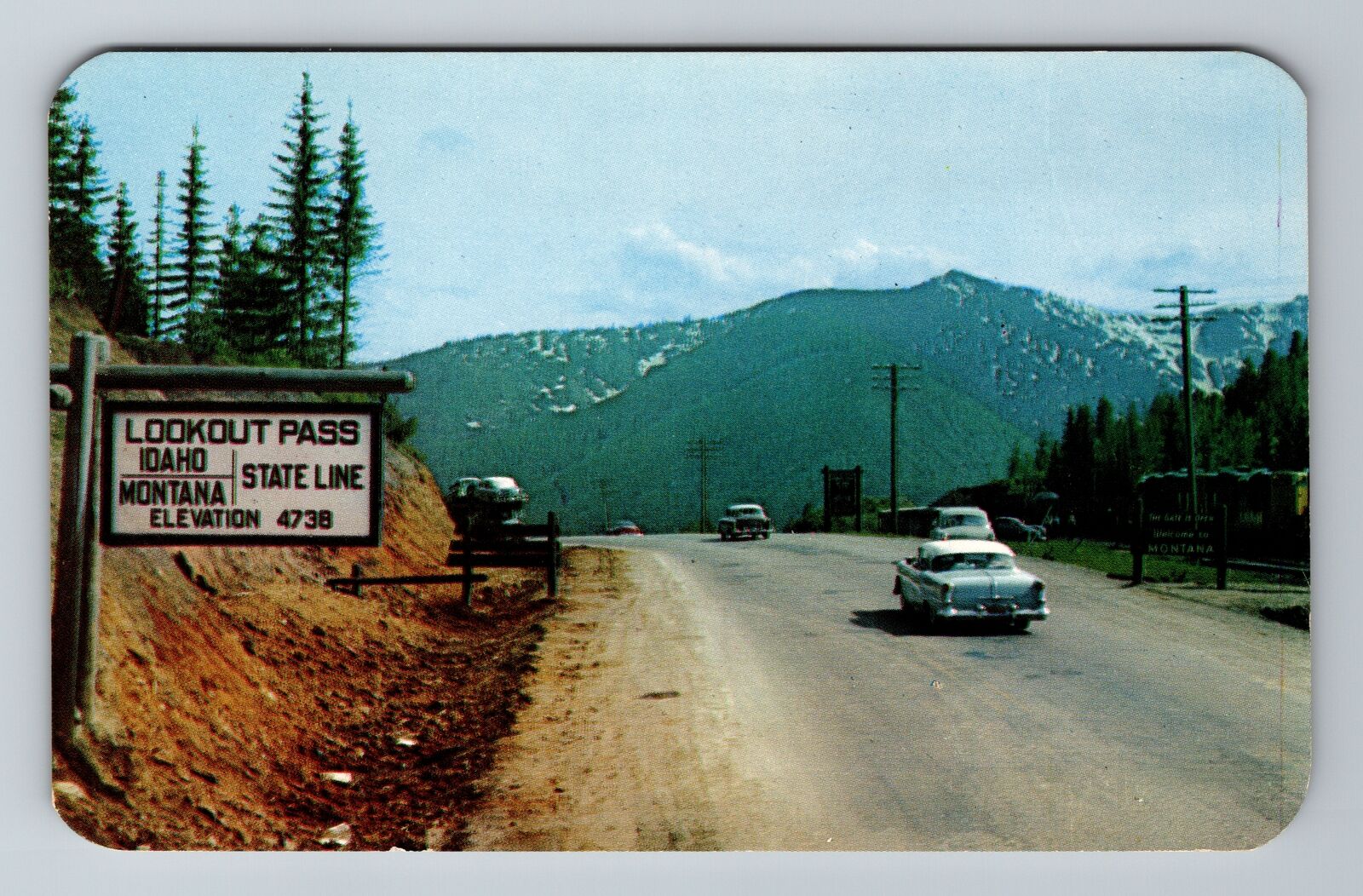 ID-Idaho, Lookout Pass, Tourist Traffic, Antique, Vintage Souvenir Postcard