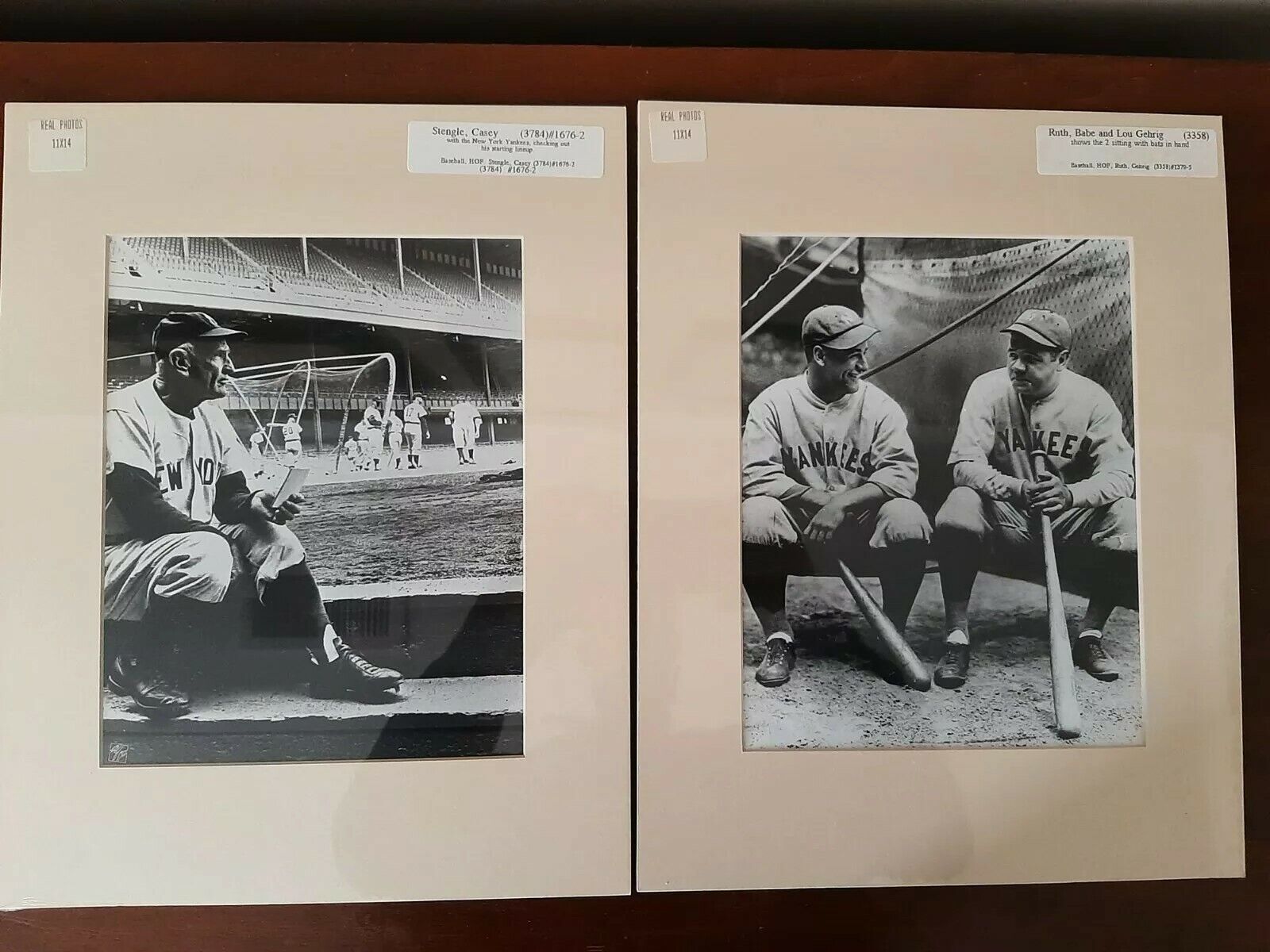 Babe Ruth Lou Gehrig Casey Stengle Yankees Vintage Pictures Sealed. Baseball