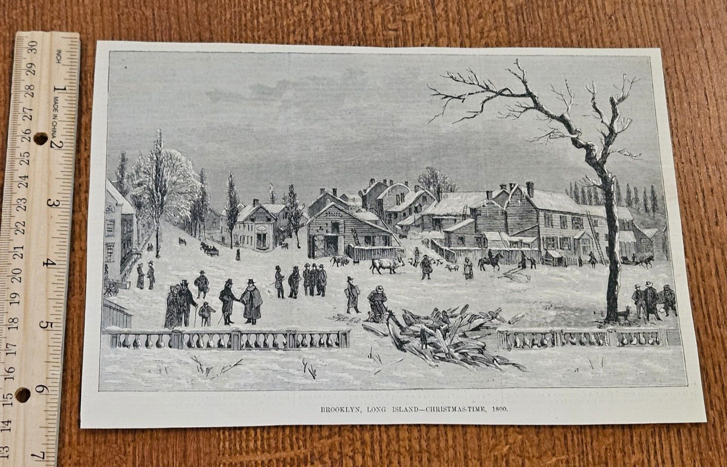 Harper\'s Weekly 1883 Sketch Print Brooklyn Long Island Christmas Time 1800