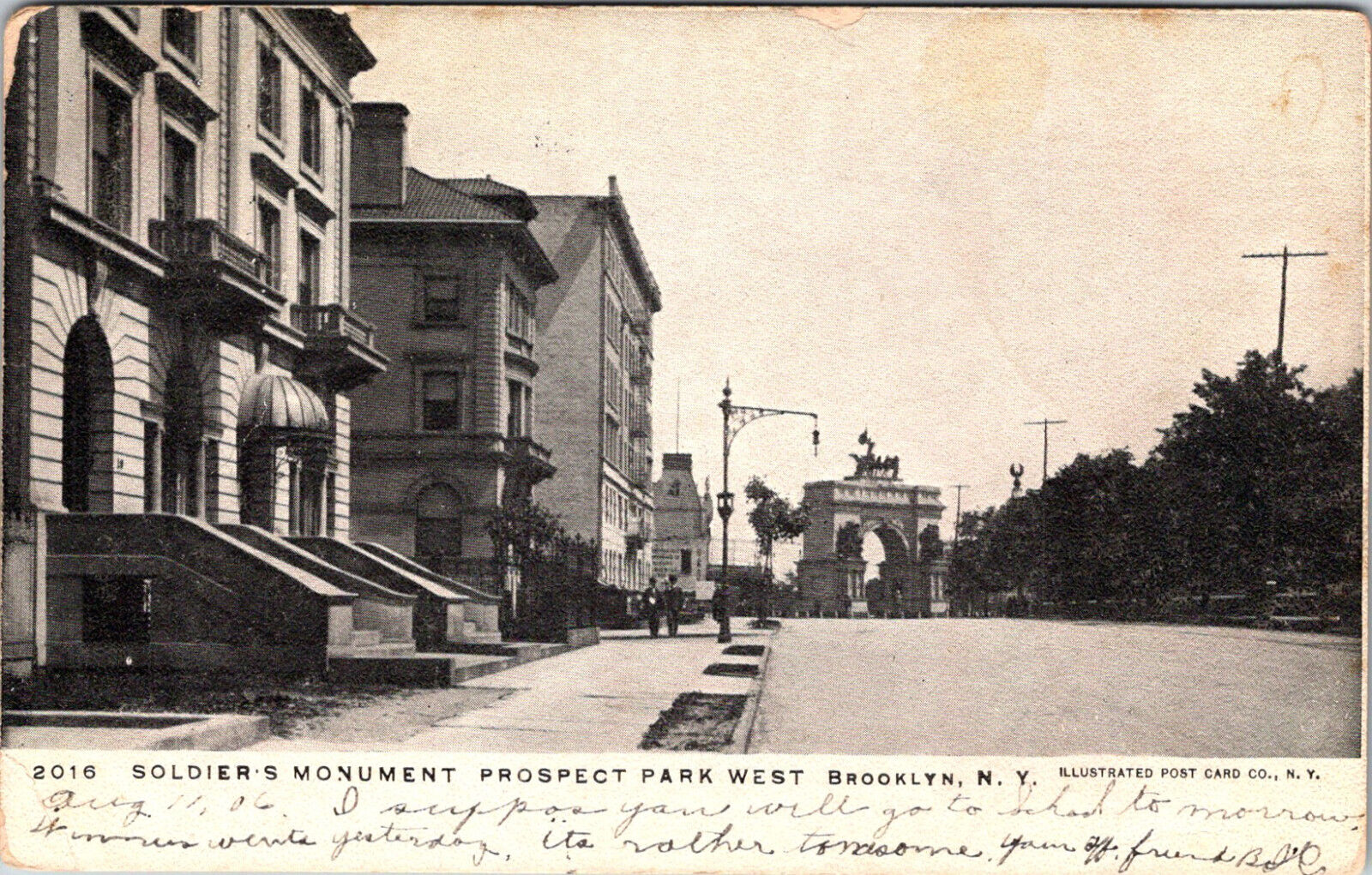 BROOKLYN, NEW YORK - SOLDIER\'S MONUMENT PROSPECT PARK WEST - 1906 POSTCARD
