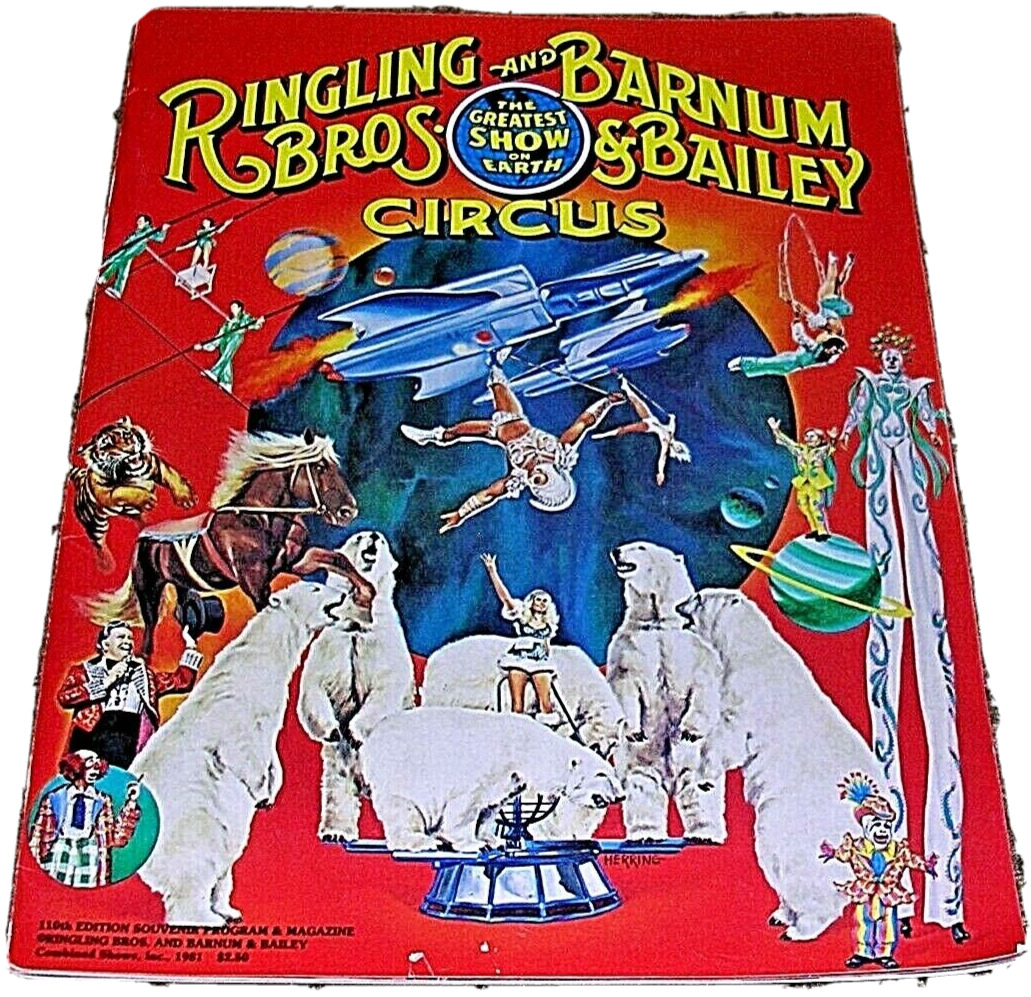 1981 RINGLING BROS AND BARNUM & BAILEY CIRCUS 110TH EDITION PROGRAM w/poster