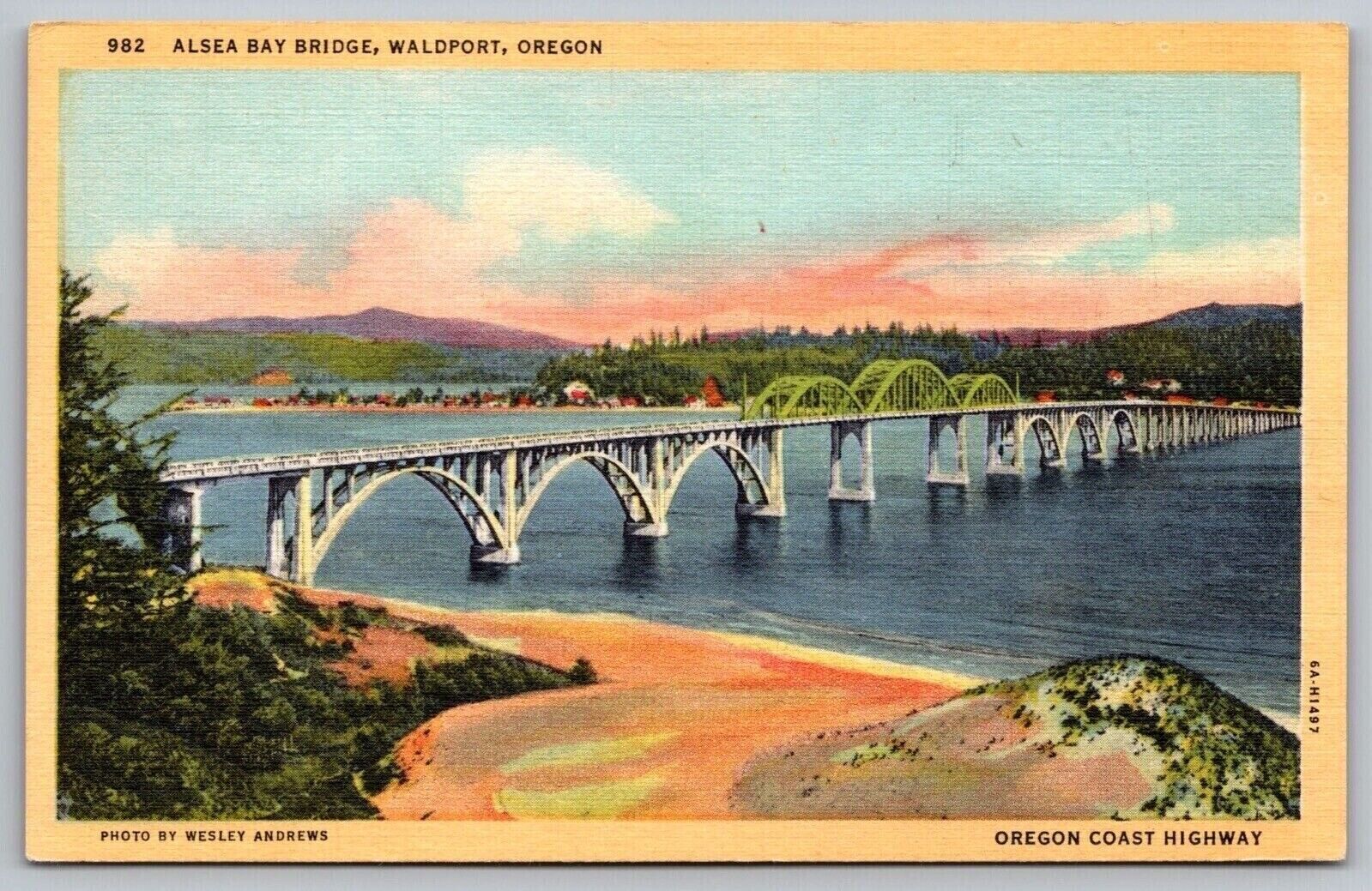 Alsea Bay Bridge Waldport Oregon Or Coast Highway Wesley Andrews Unp Postcard