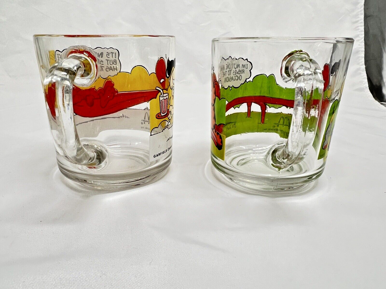 Set of 2 Vintage Garfield McDonalds Jim Davis Glass Coffe Cups Mugs 1978 Odie