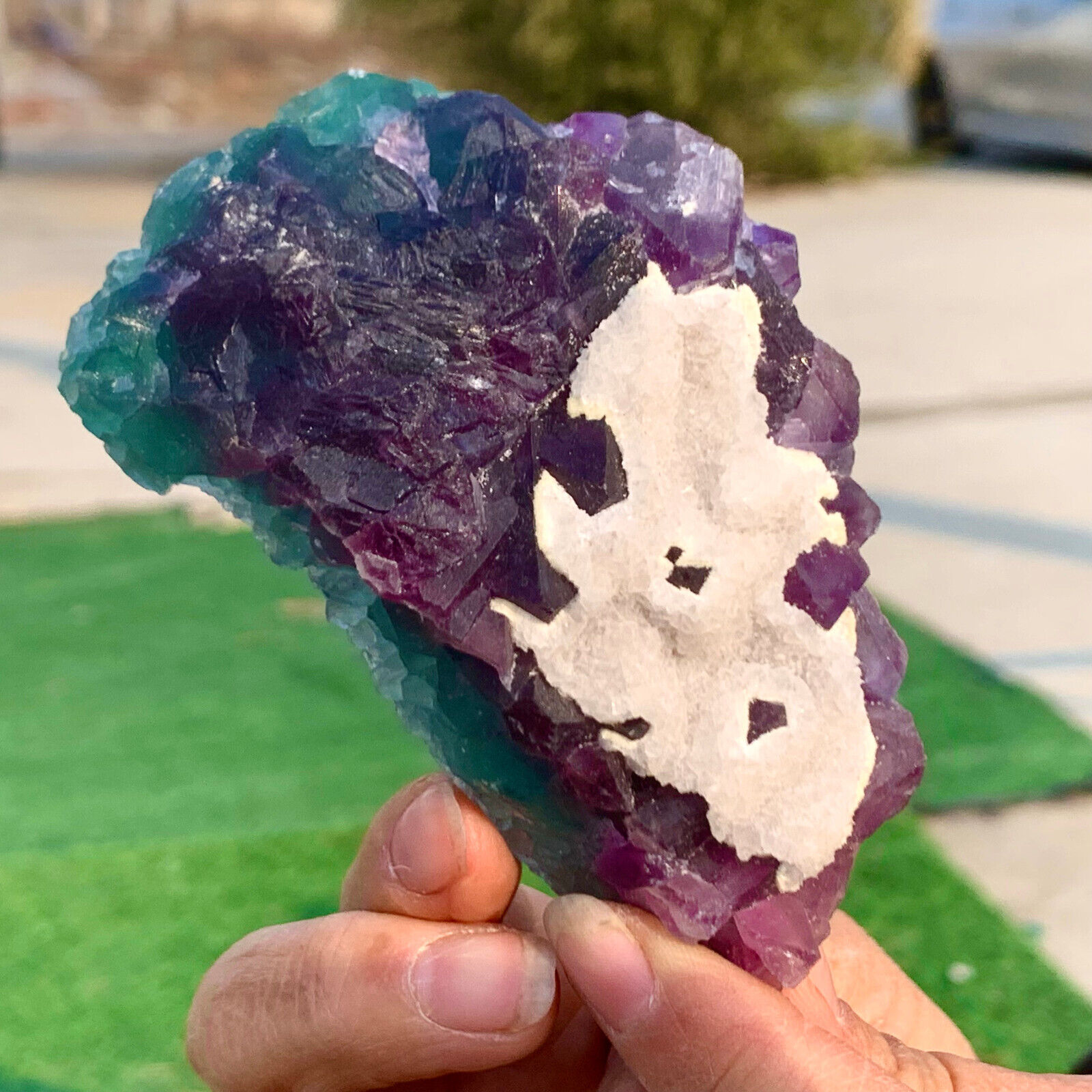 258G Rare transparent purple cubic fluorite mineral crystal sample/China