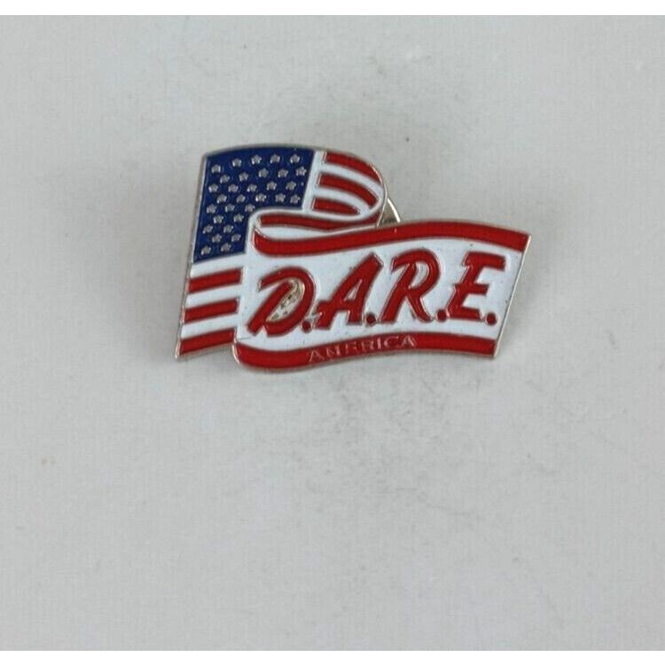 Vintage D.A.R.E. America USA Flag Lapel Hat Pin
