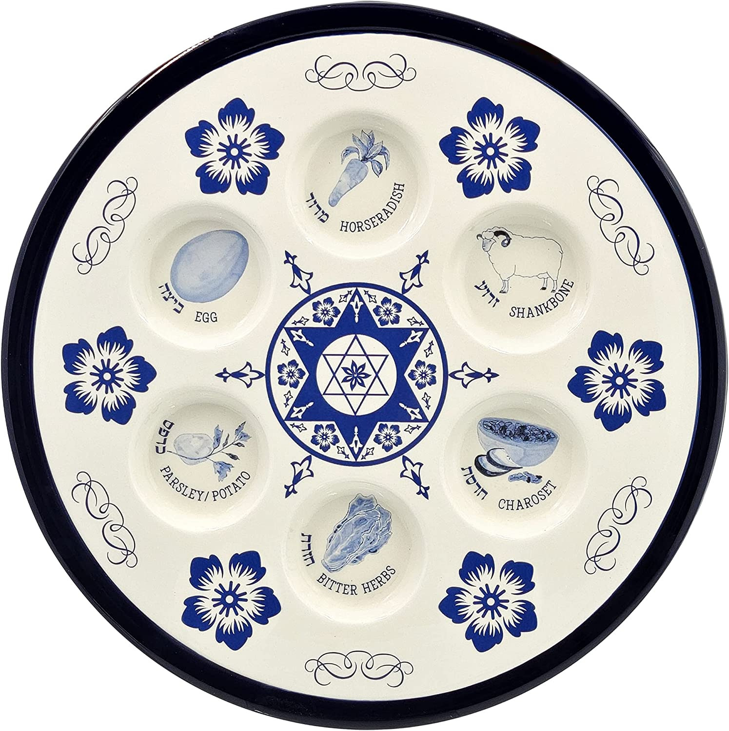 Ceramic Passover Seder Plate Renaissance Design Passover Plate, 12\