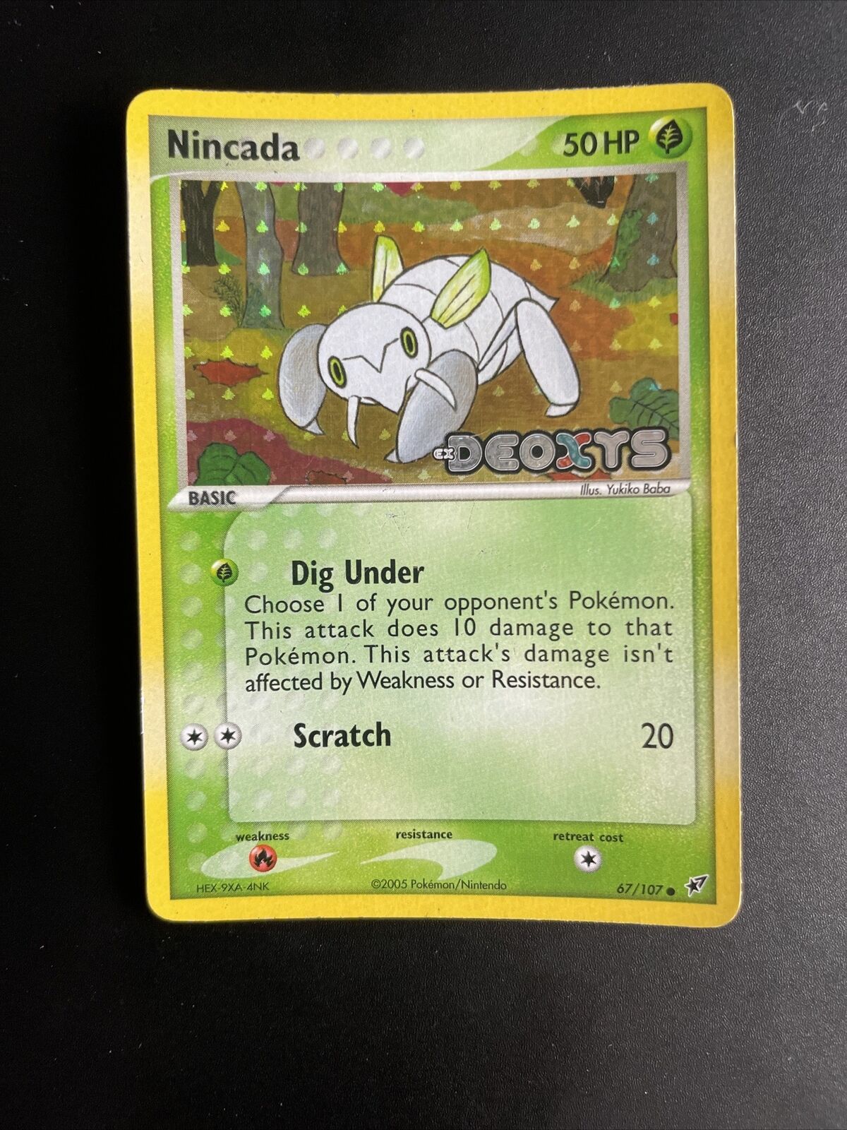 Original Pokémon TCG Nincada Ex Deoxys Set Card 67/107 Reverse Holo Stamped LP