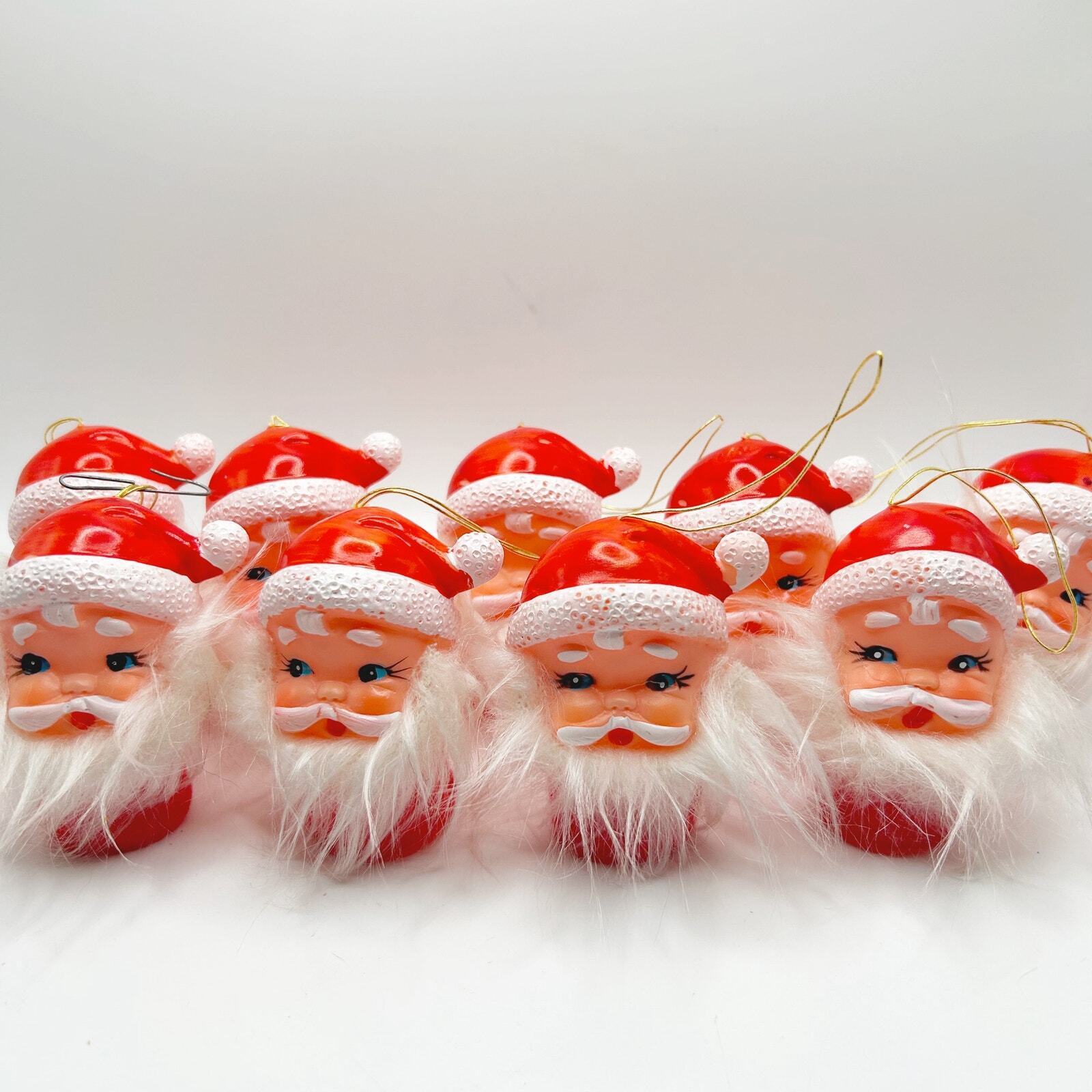 Rare Vintage Cute Christmas Santa Head Holiday Tree Light Covers Set of 9 Japan