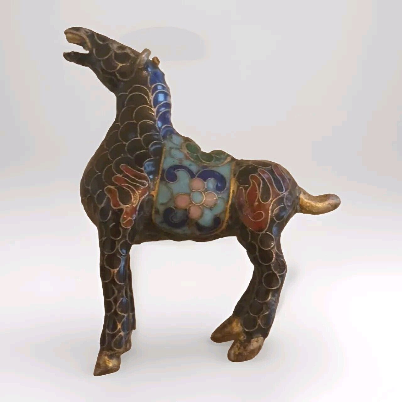 Vintage Chinese Cloisonne Horse Miniature Collectible Figurine 2\