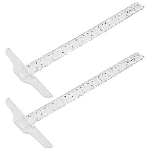 2Pcs Junior T-Square Plastic Transparent T-Ruler 30cm/ 12 Inch for Drafting &...