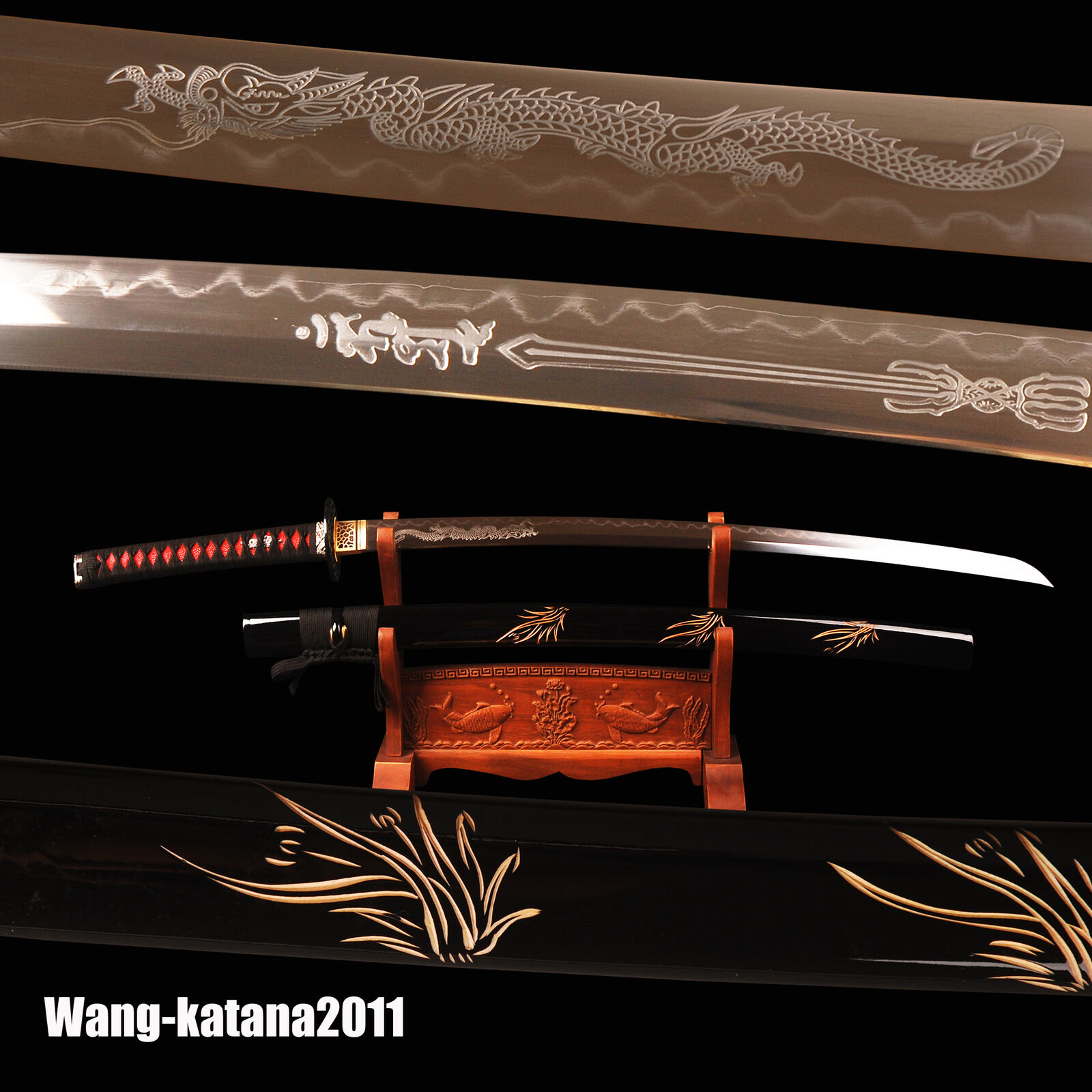 40\'\'Dragon Clay Tempered Folded T10 Katana Japanese Samurai Sharp Practice Sword