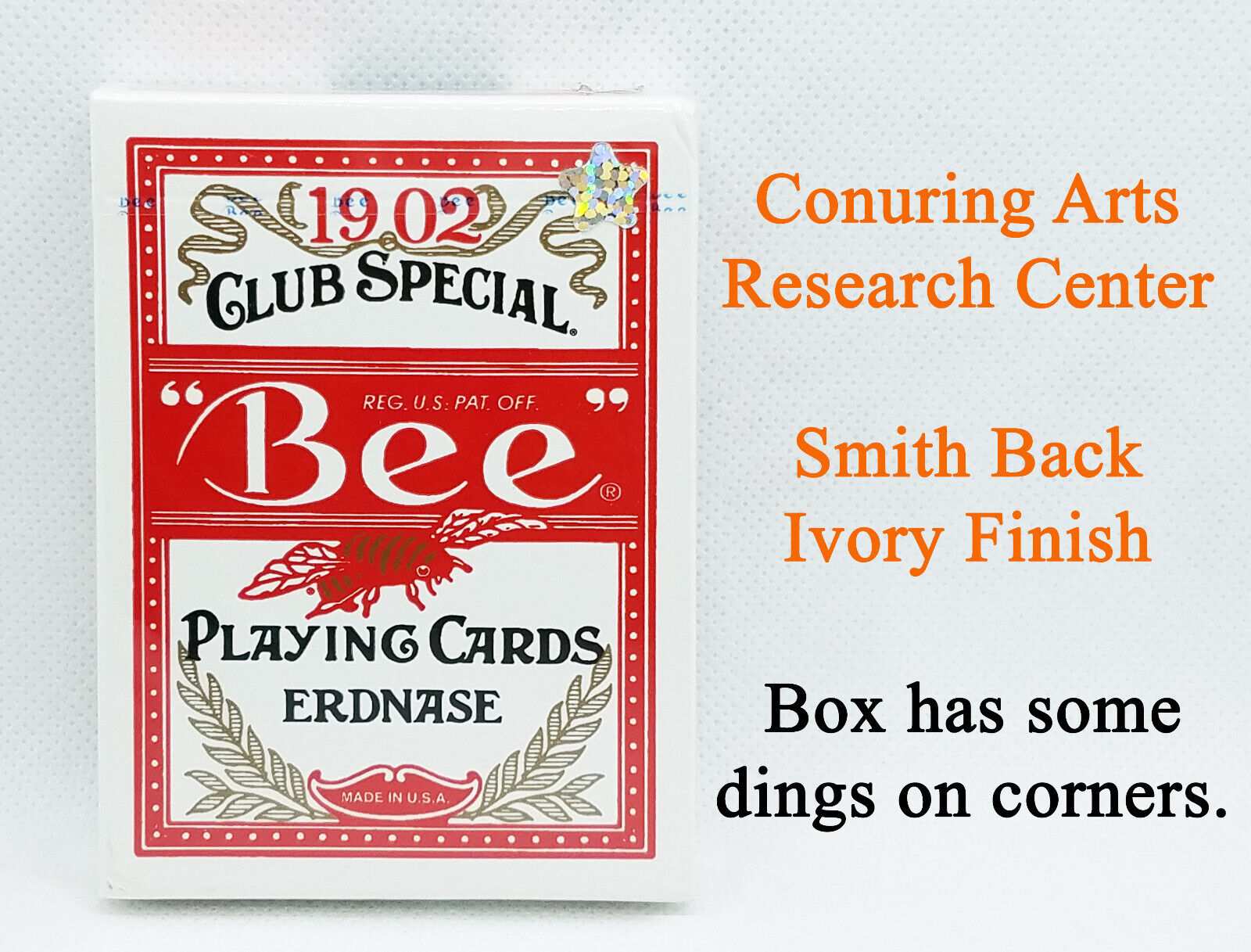 Red 1902 Erdnase Bee Smith Back Ivory Finish Playing Cards Conjuring Arts RC