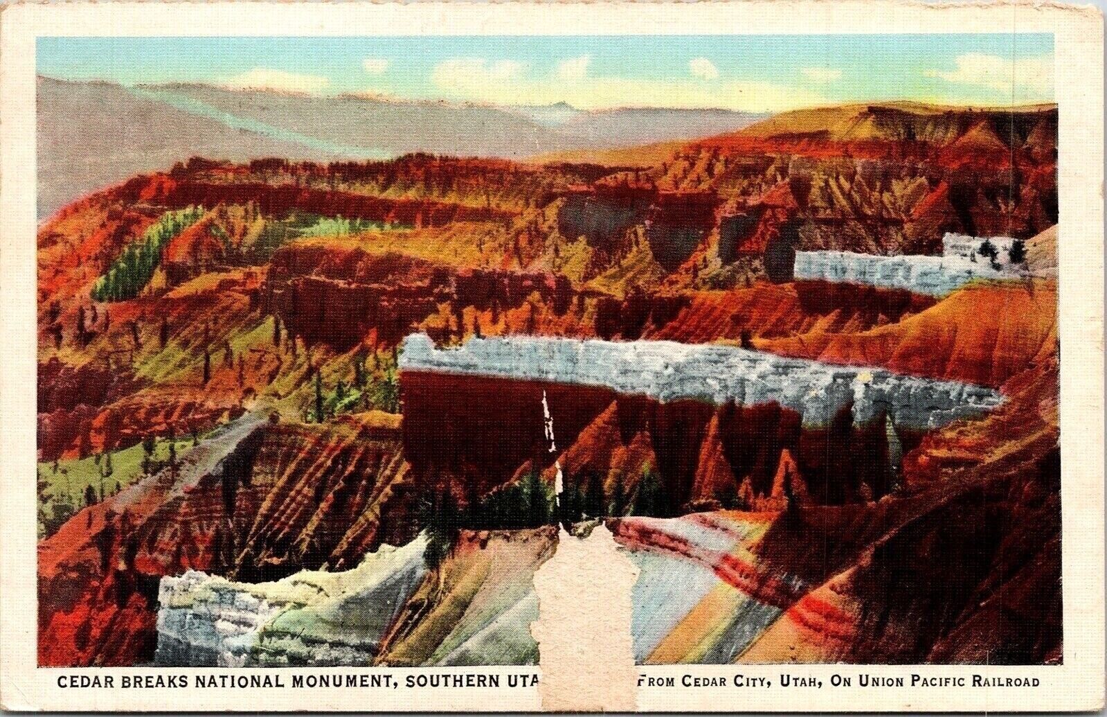 Cedar Breaks National Monument Southern Utah UT WB Postcard PM Lincoln NE Cancel
