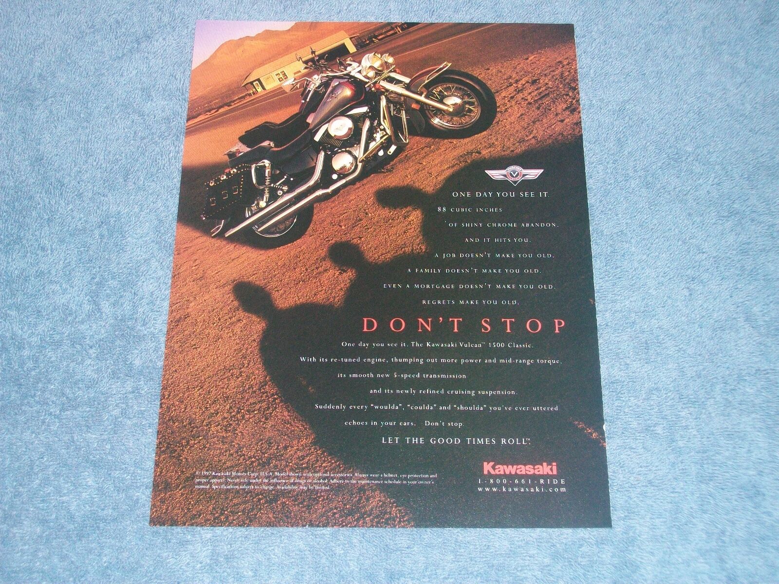 1998 Kawasaki Vulcan 1500 Classic Vintage Motorcycle Ad \