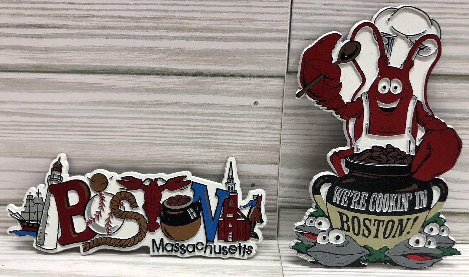 (2) Boston Massachusetts Fridge Magnets ~ Made in USA ~ Lobster ~ Boston, MA NEW