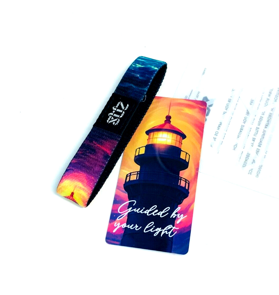 ZOX *GUIDED BY YOUR LIGHT* Silver Single Medium NIP Wristband w/Card LIGHTHOUSE
